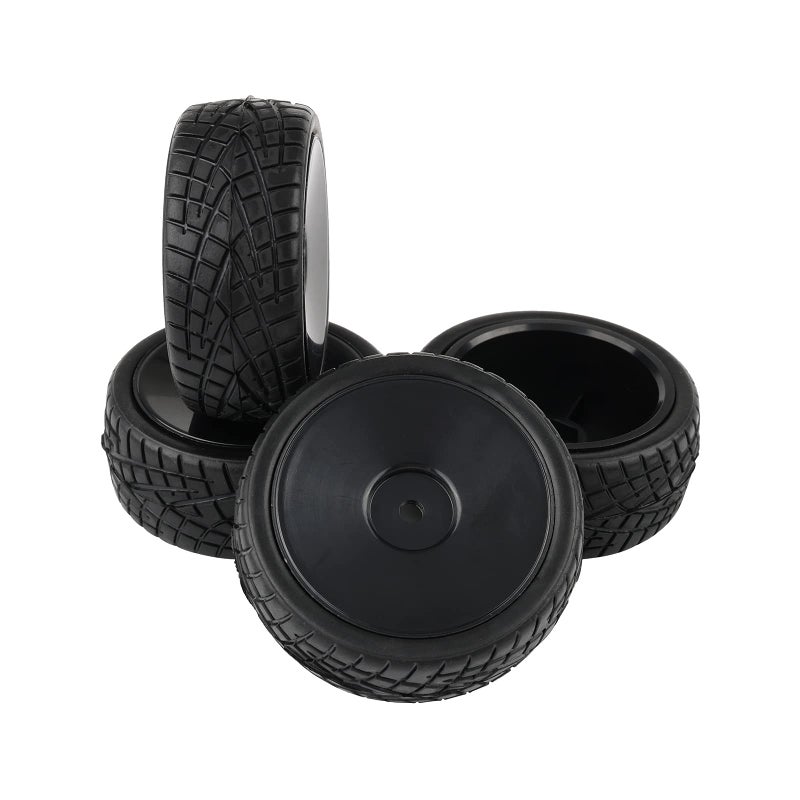 Rowiz 4PCS 1:10 On Road RC Tires 12mm Hub Wheel Rims Concentric Hard Dish for Touring Racing Cars, Black - Image 2
